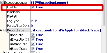 ExceptionLogger settings